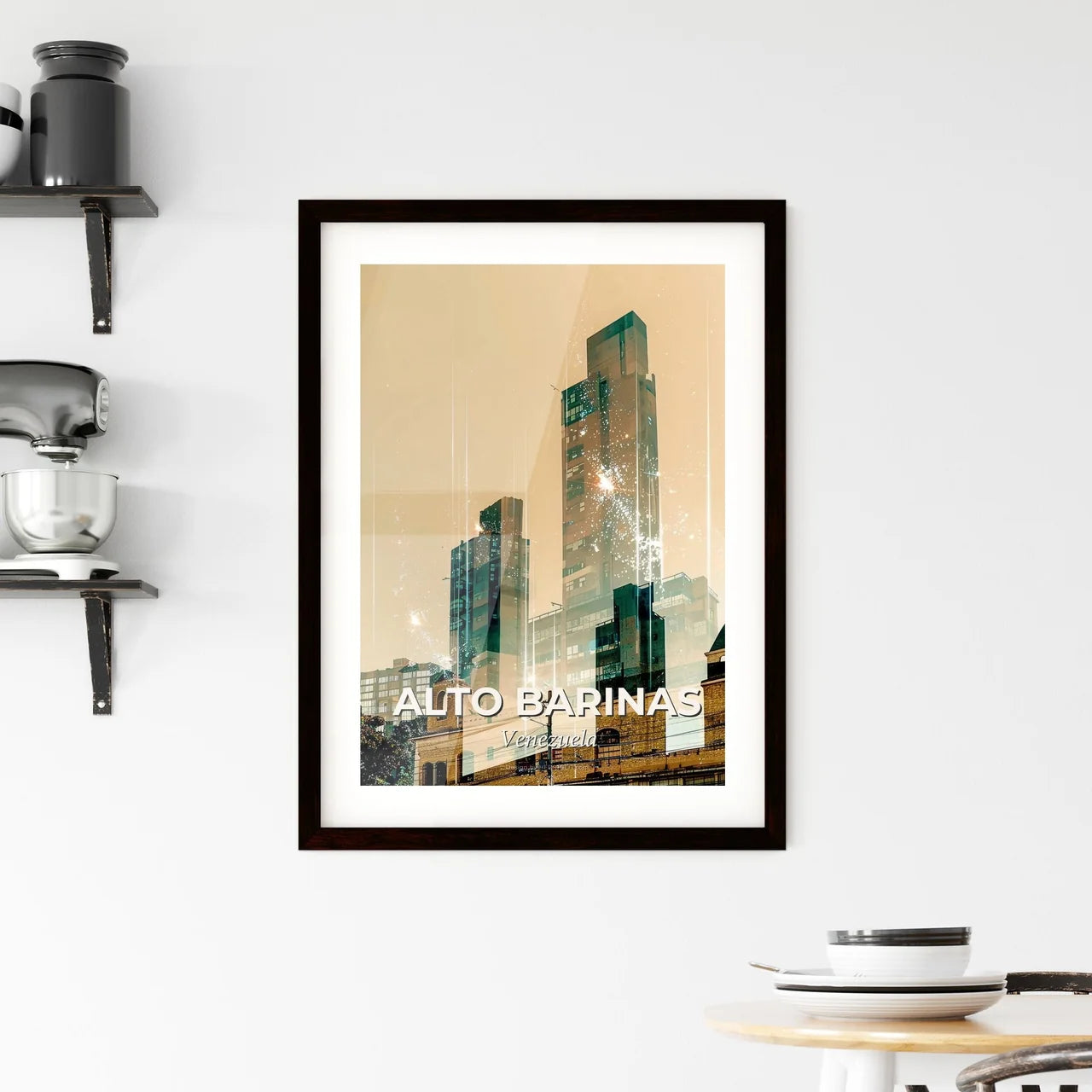 Alto Barinas Skyline Art with Local Architecture Framed Print