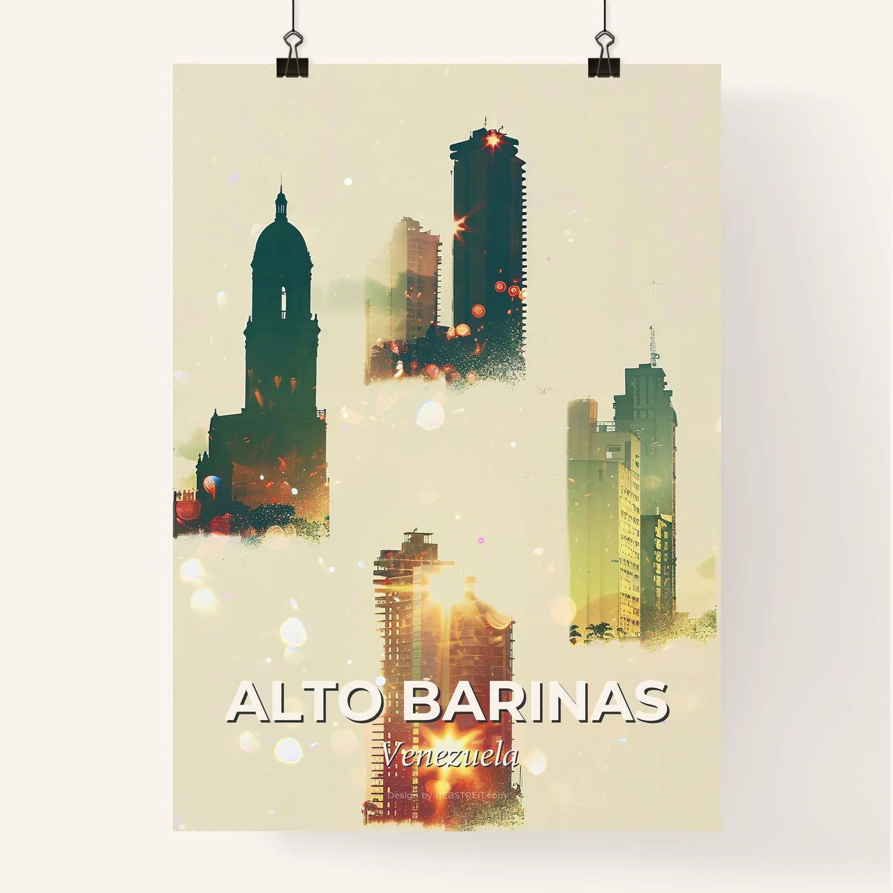 Alto Barinas Skyline Double Exposure Bright Beige Poster