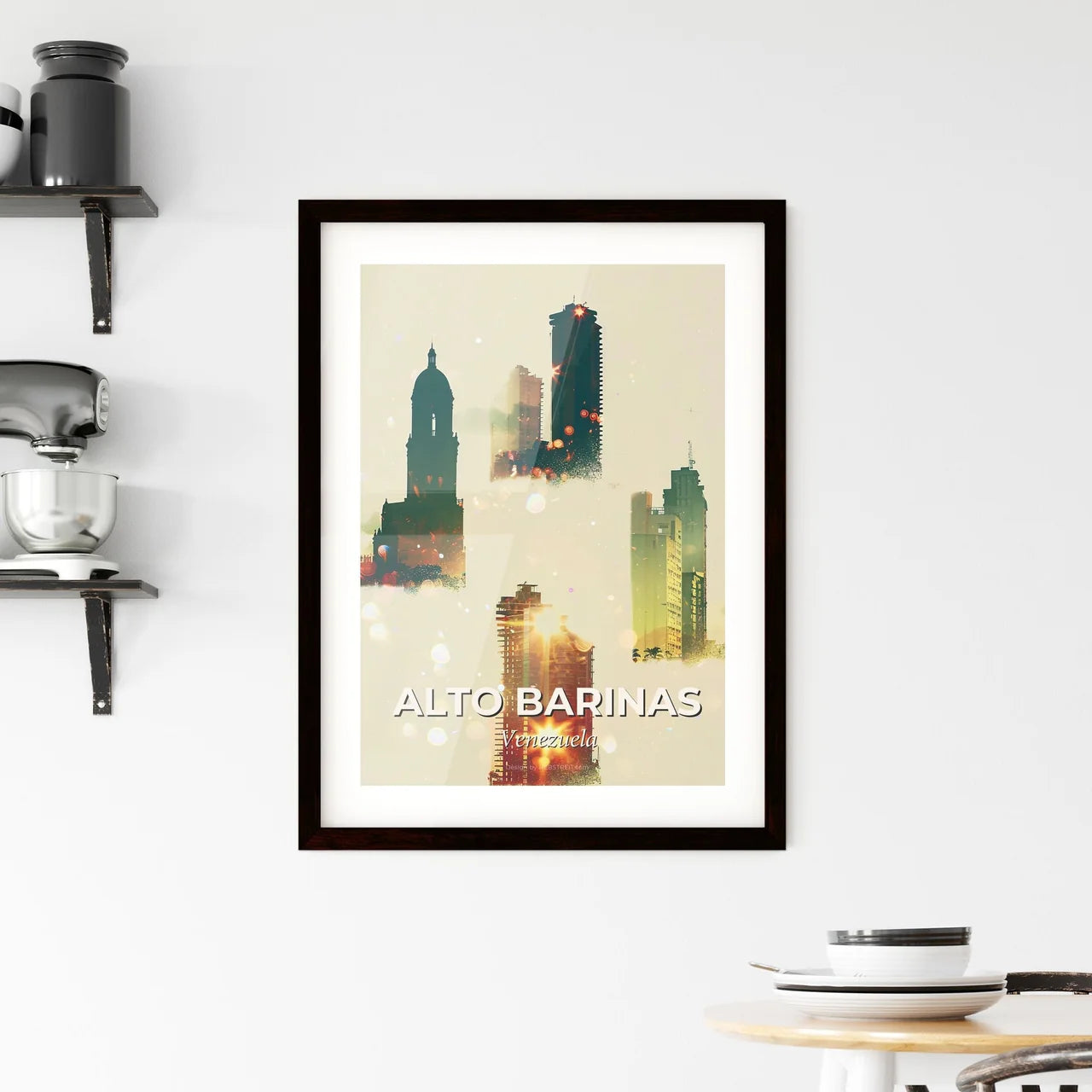 Alto Barinas Skyline Double Exposure Bright Beige Framed Print