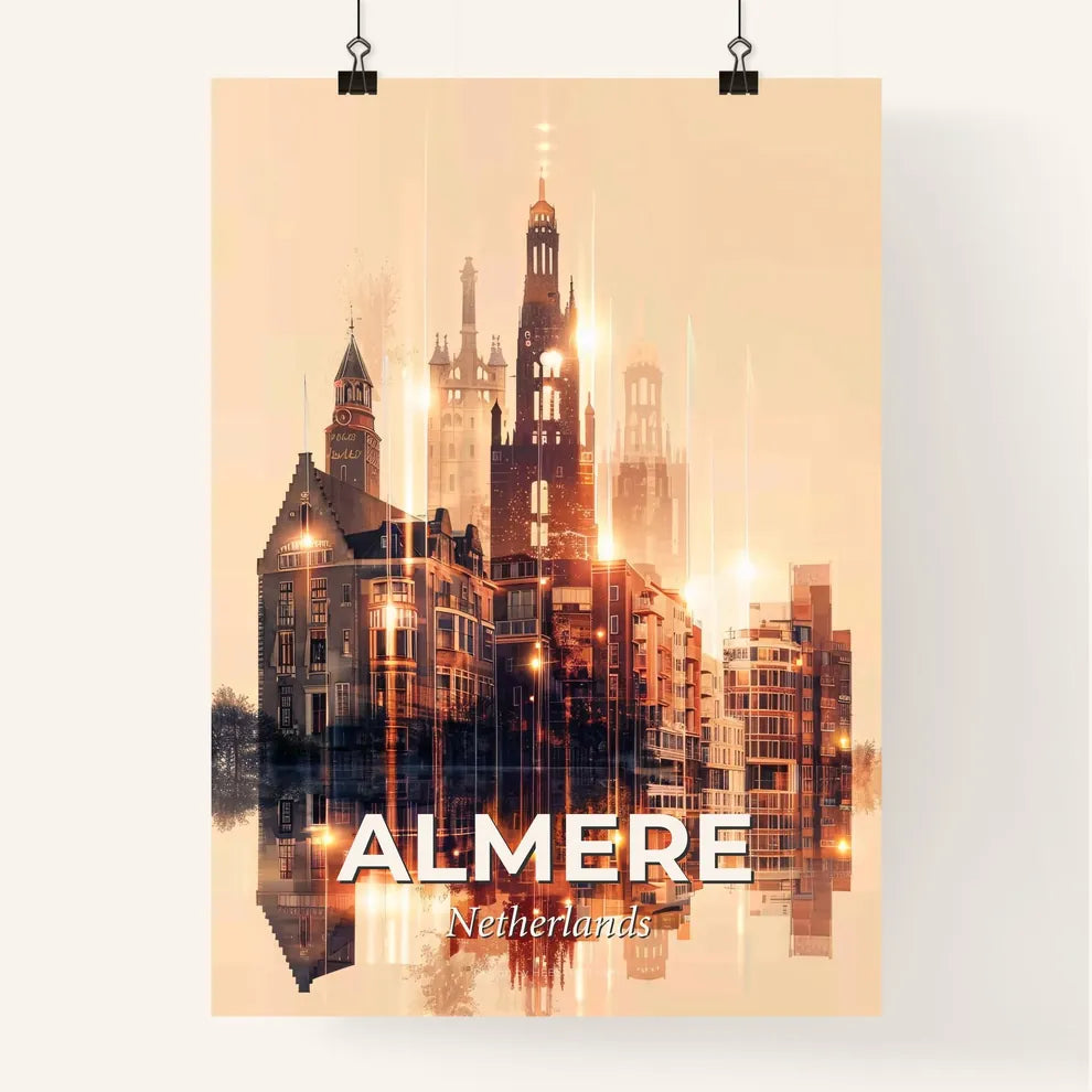 Almere Skyline Sparkles Beige Dream Poster