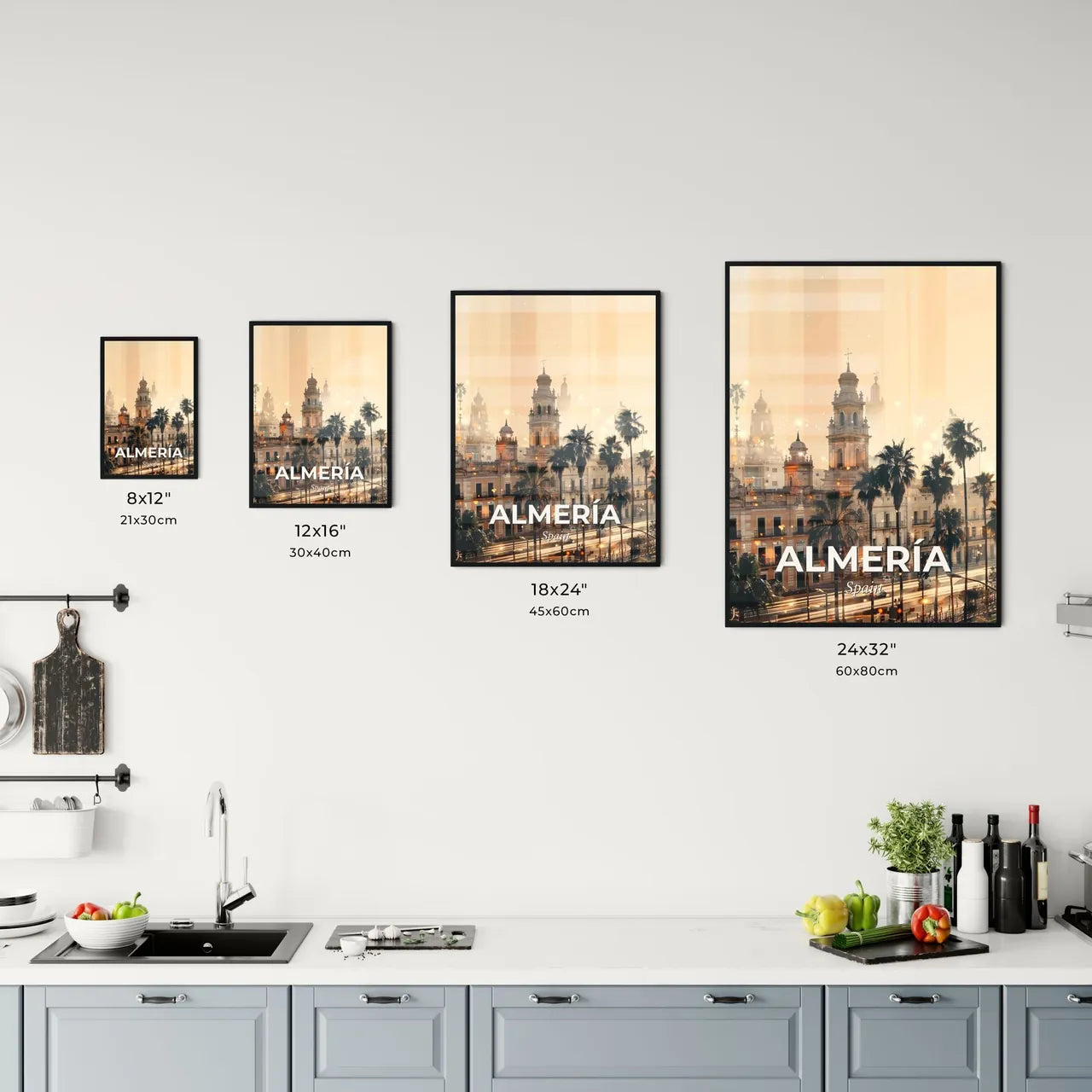 Almeria City Skyline Double Exposure Art Poster Office Art