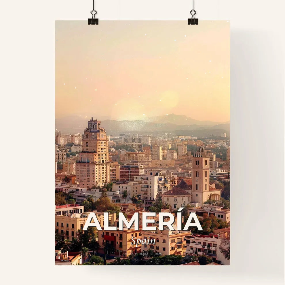 Almeria Skyline Double Exposure Cityscape Art Poster