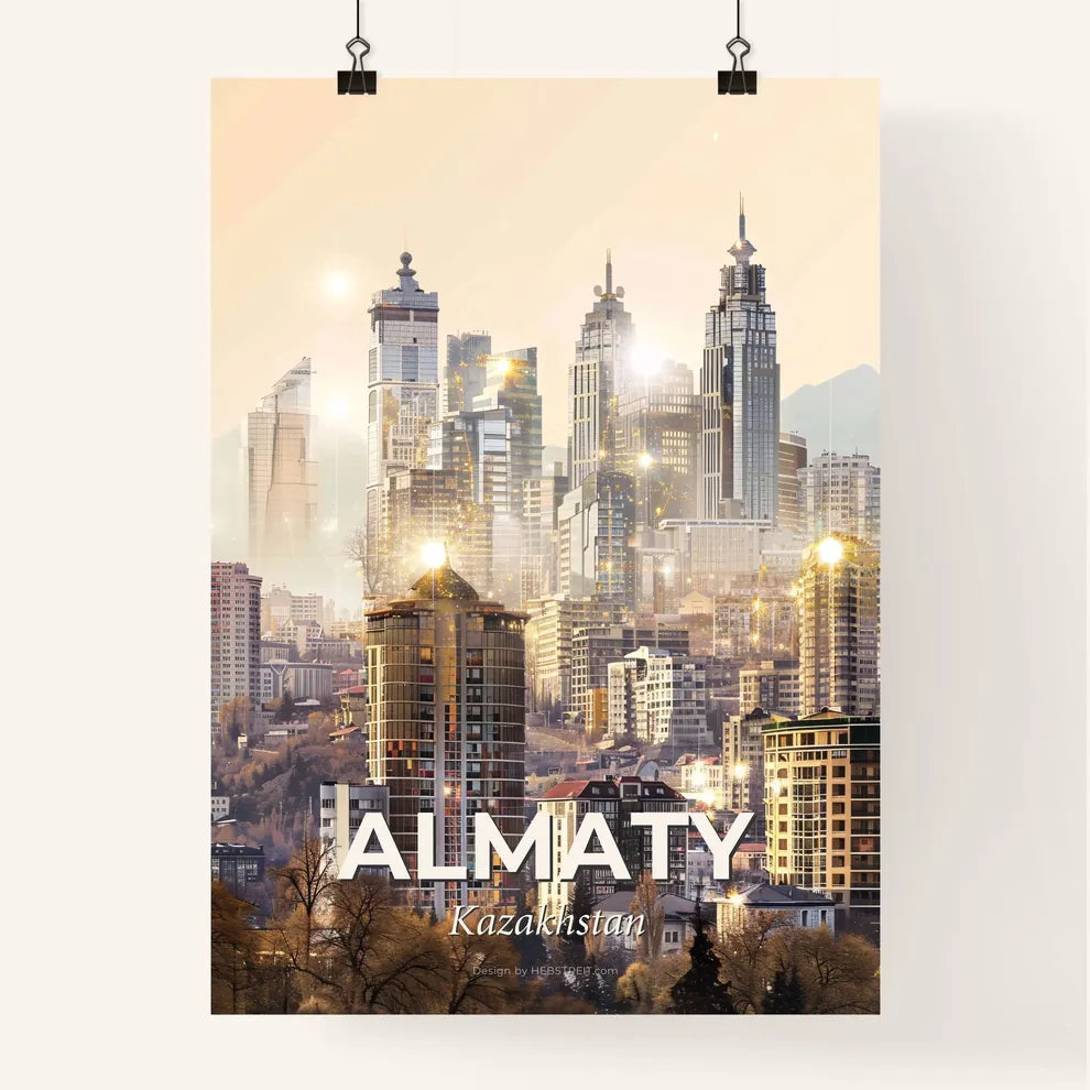 Almaty: Iconic Skyline Cityscape Art Poster Poster