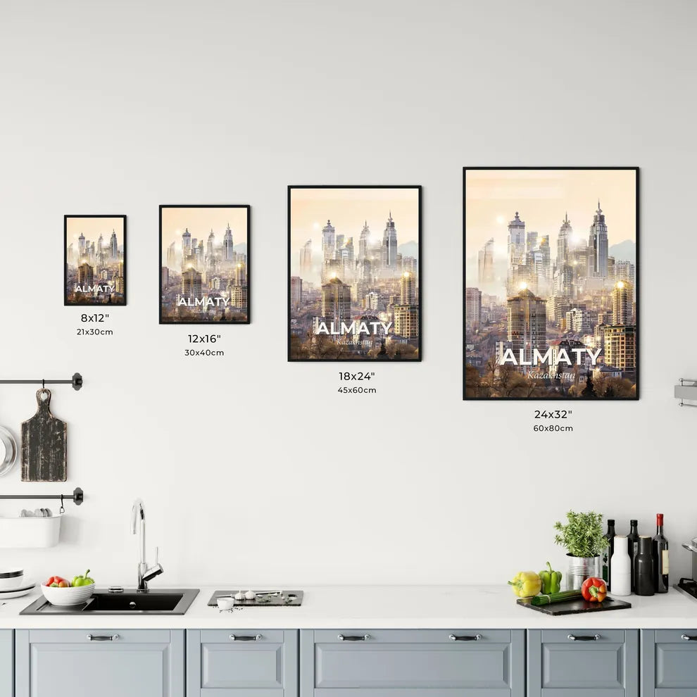 Almaty: Iconic Skyline Cityscape Art Poster Office Art