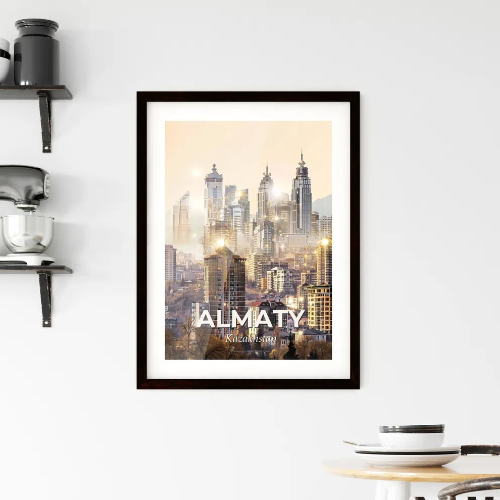 Almaty: Iconic Skyline Cityscape Art Poster Framed Print