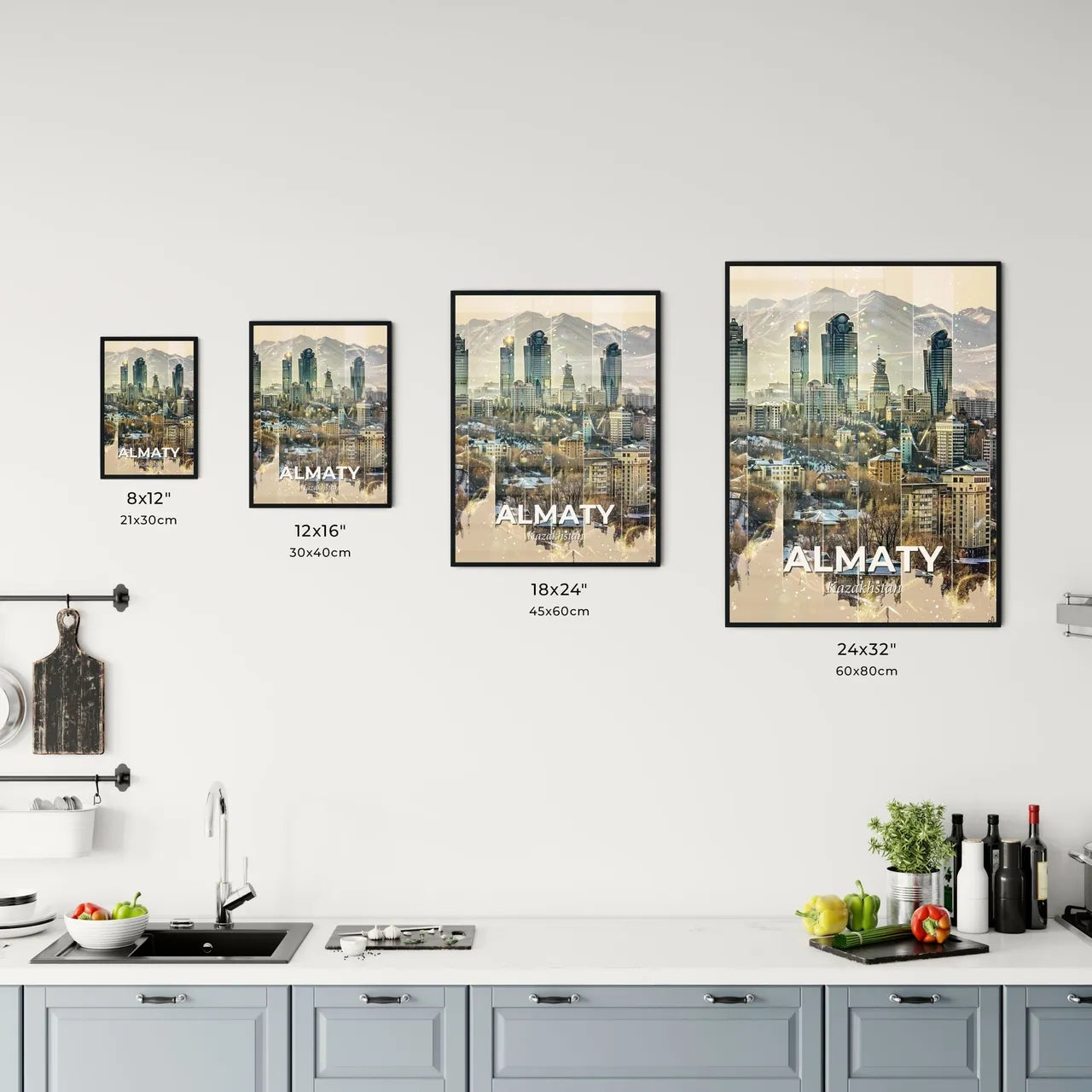 Almaty Skyline Double Exposure Composite Art Office Art
