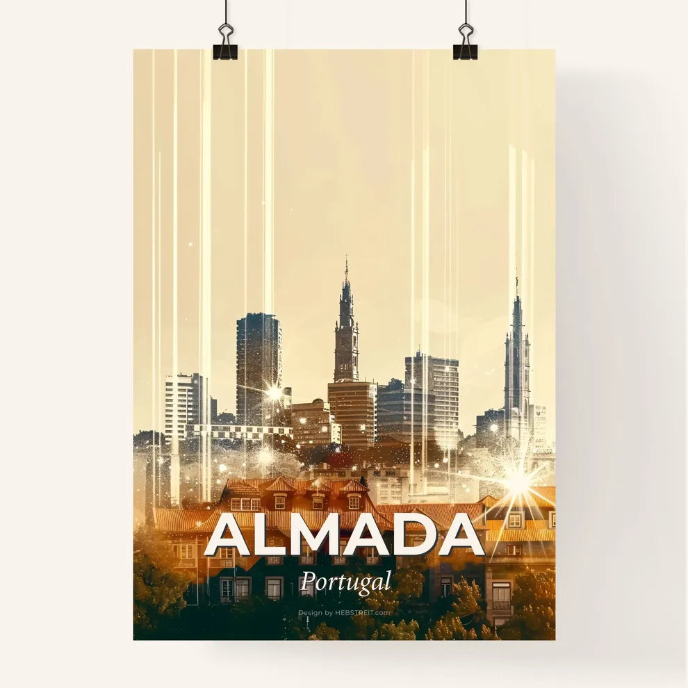 Almada Skyline Cityscape Artwork Double Exposure Poster