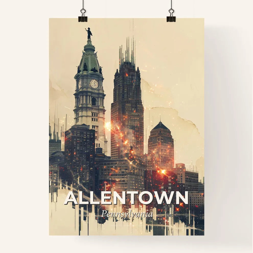 Allentown Skyline Art: City Icons in Vibrant Hue Poster