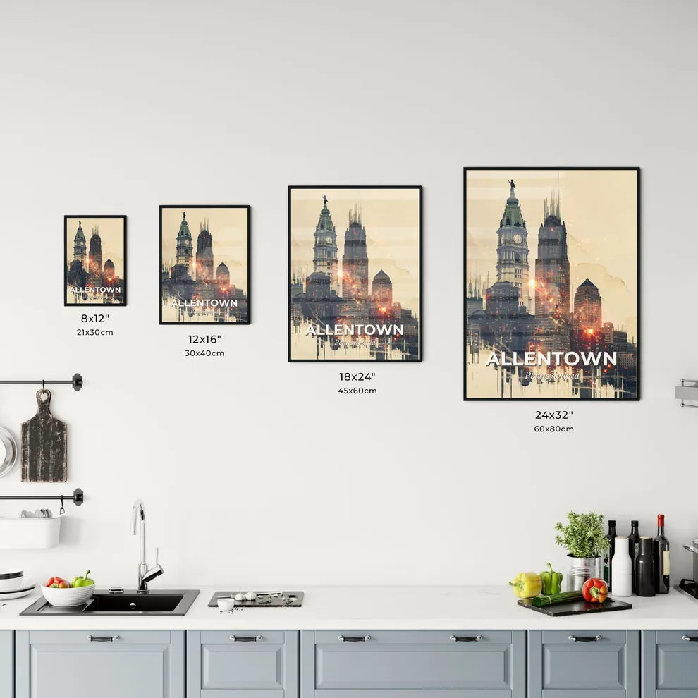 Allentown Skyline Art: City Icons in Vibrant Hue Office Art