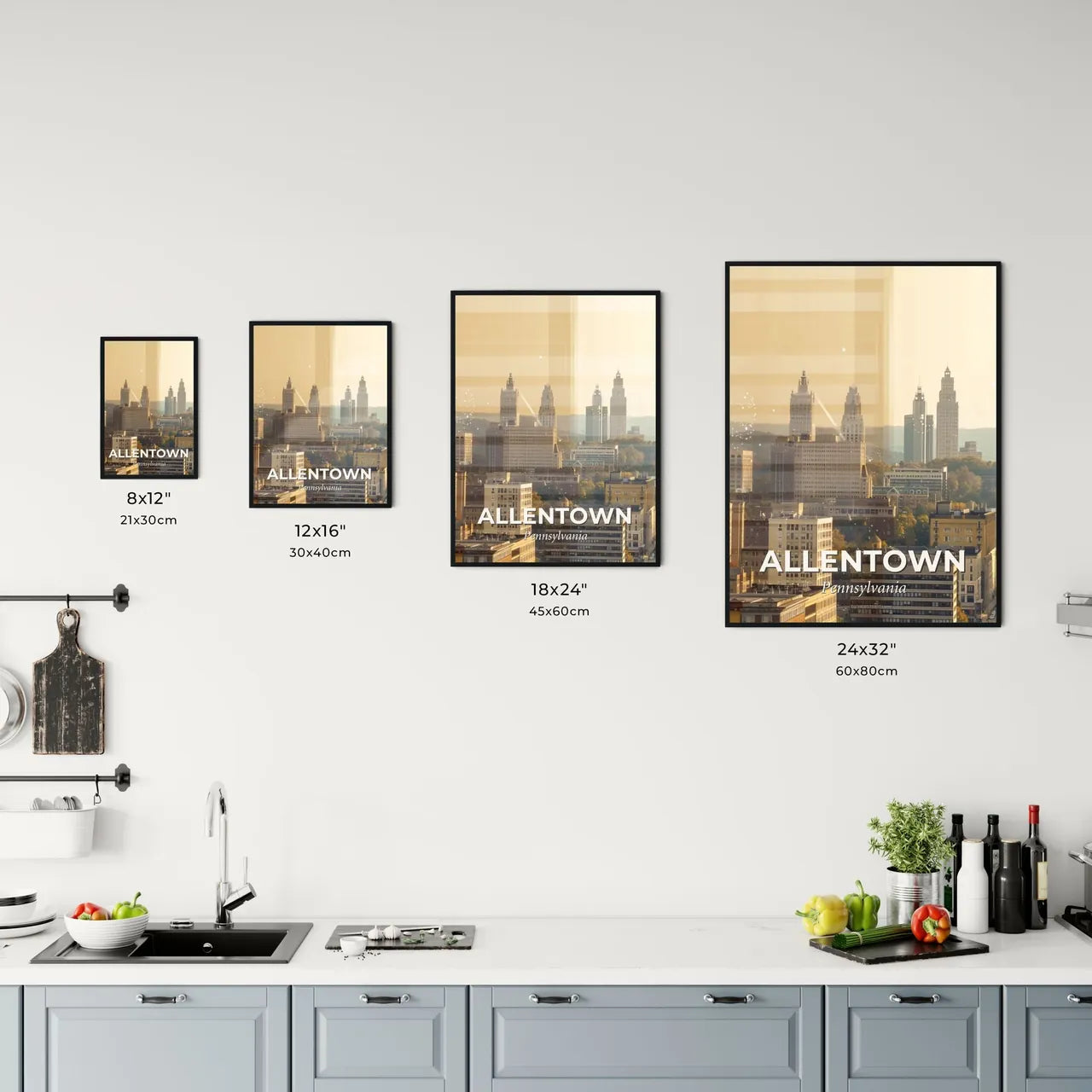 Allentown City Skyline Double Exposure Art Poster Office Art