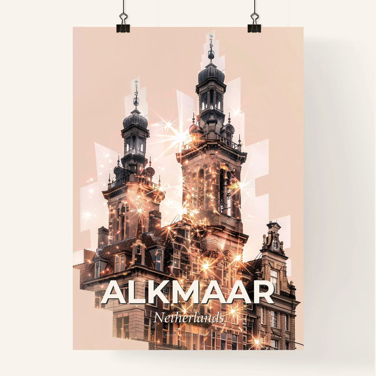 Alkmaar Skyline Double Exposure Composite Art Poster