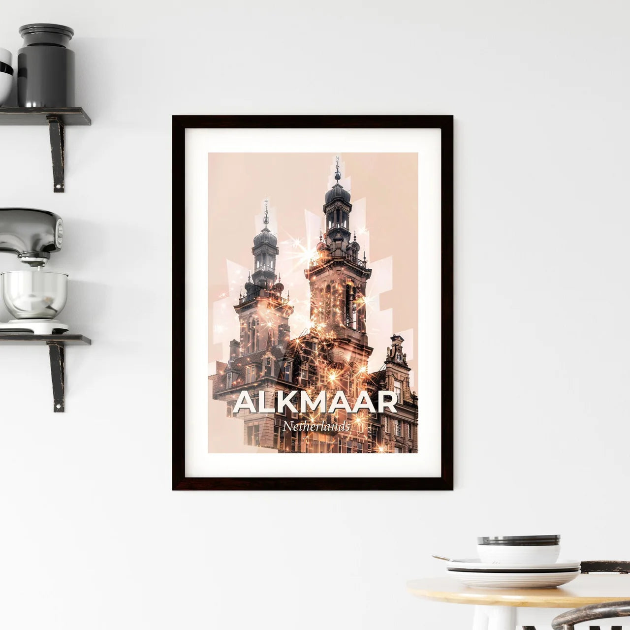 Alkmaar Skyline Double Exposure Composite Art Framed Print