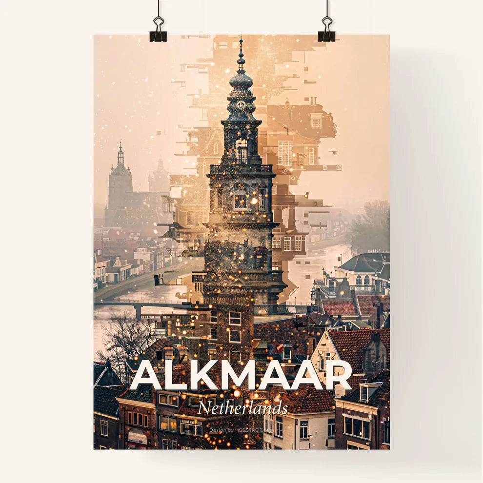 Alkmaar Skyline Double Exposure Poster Art Poster
