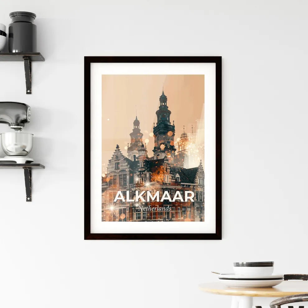 Alkmaar Skyline Double Exposure Art Poster Framed Print