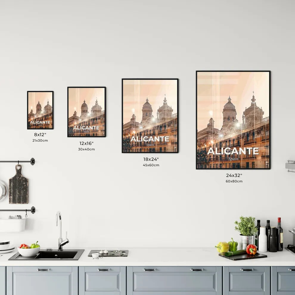 Alicante City Silhouette Double Exposure Poster Office Art