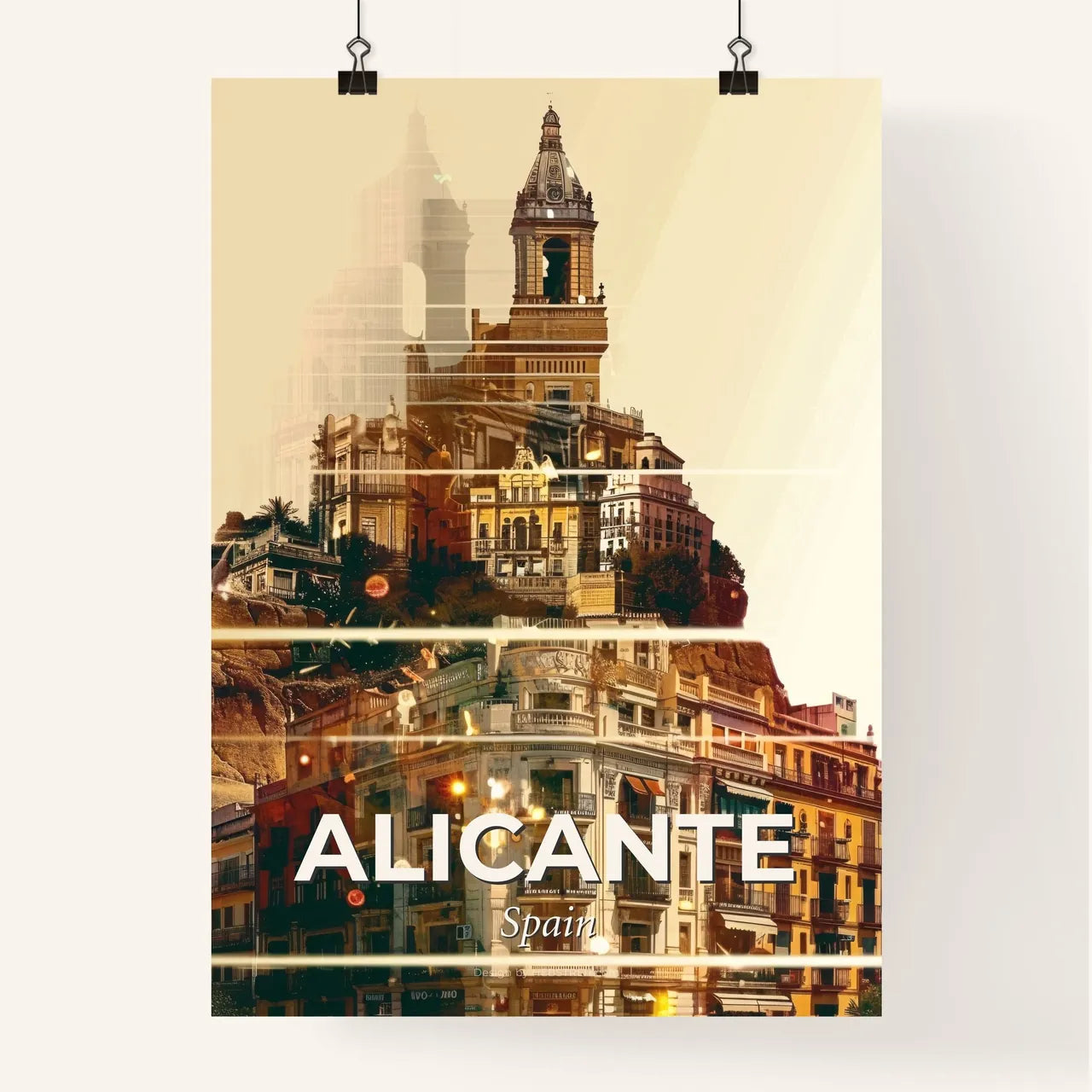Alicante Spain City Skyline Art Deco Poster Poster