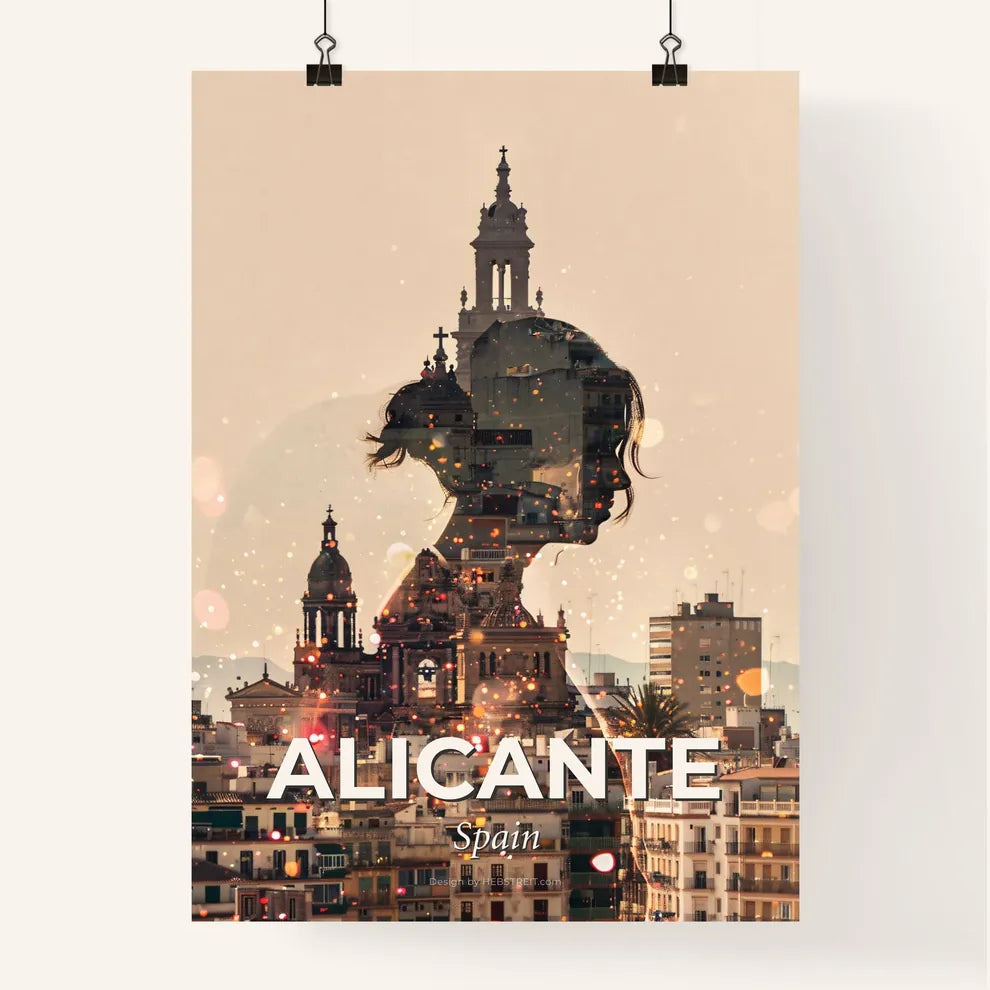 Alicante: Skyline Double Exposure Art Poster Poster