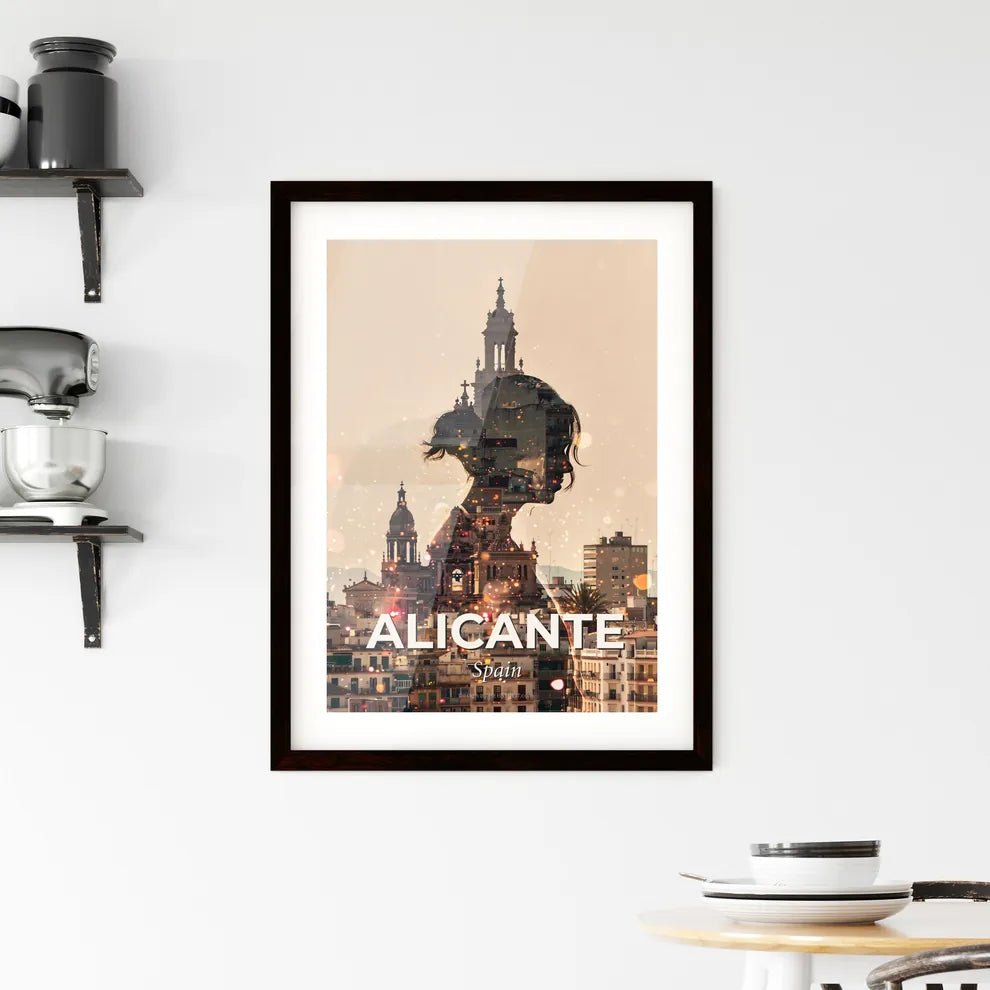 Alicante: Skyline Double Exposure Art Poster Framed Print