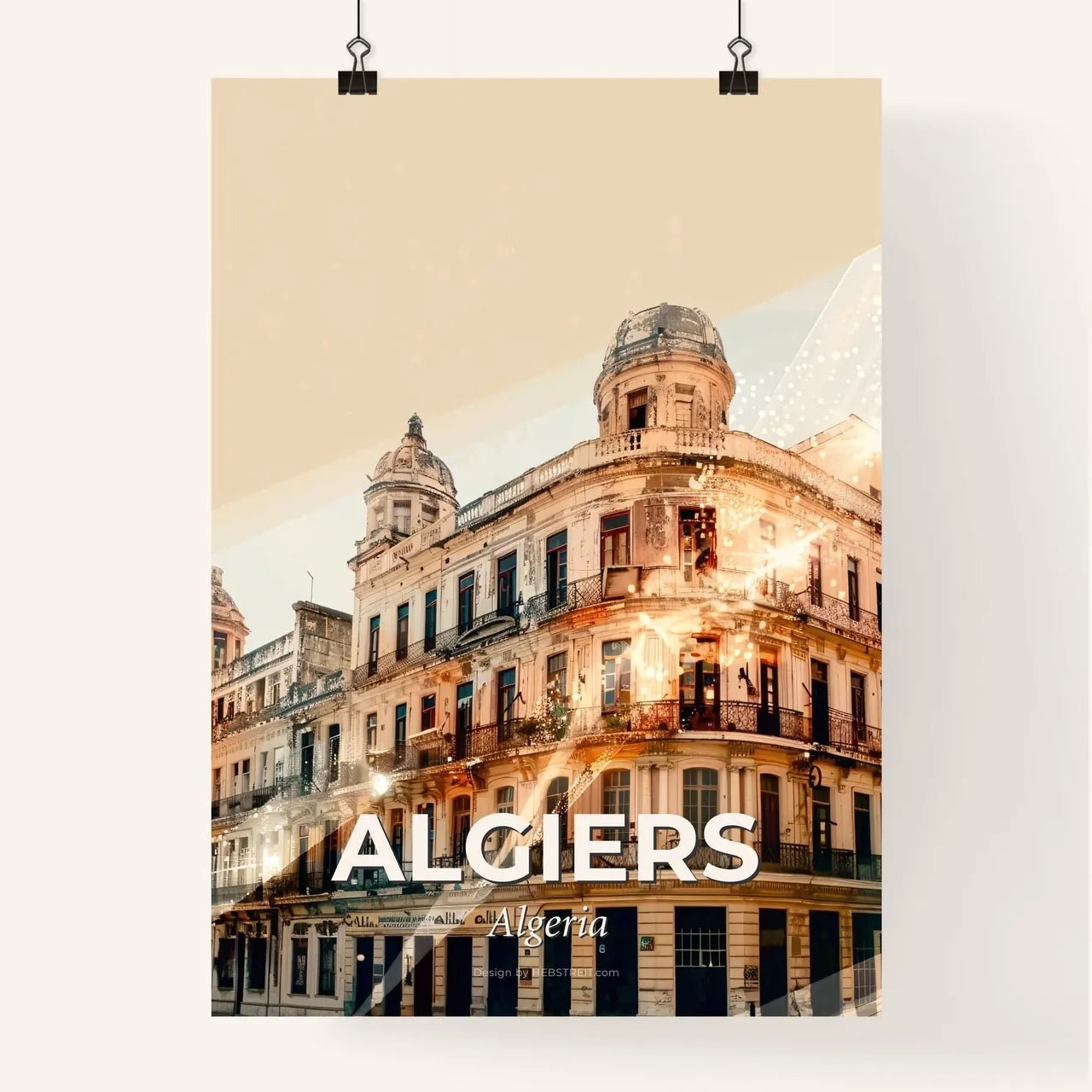 Algiers Skyline Double Exposure Art Poster Poster