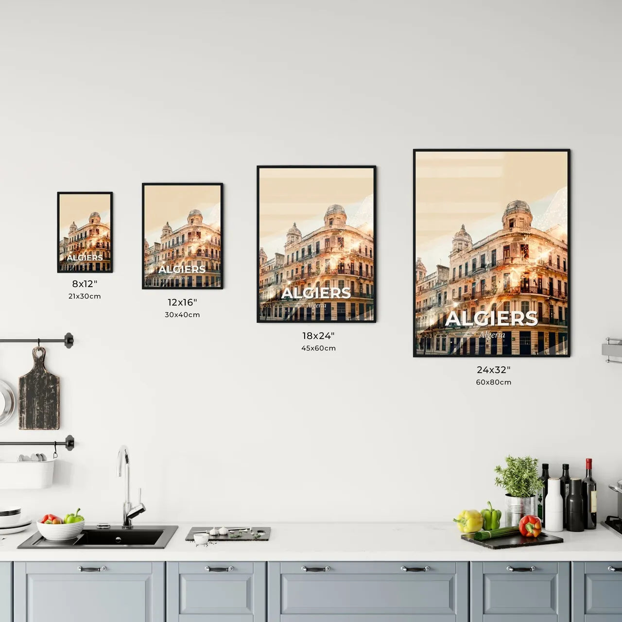 Algiers Skyline Double Exposure Art Poster Office Art