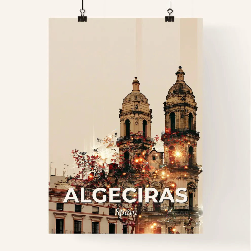 Algeciras Skyline Double Exposure Art Poster