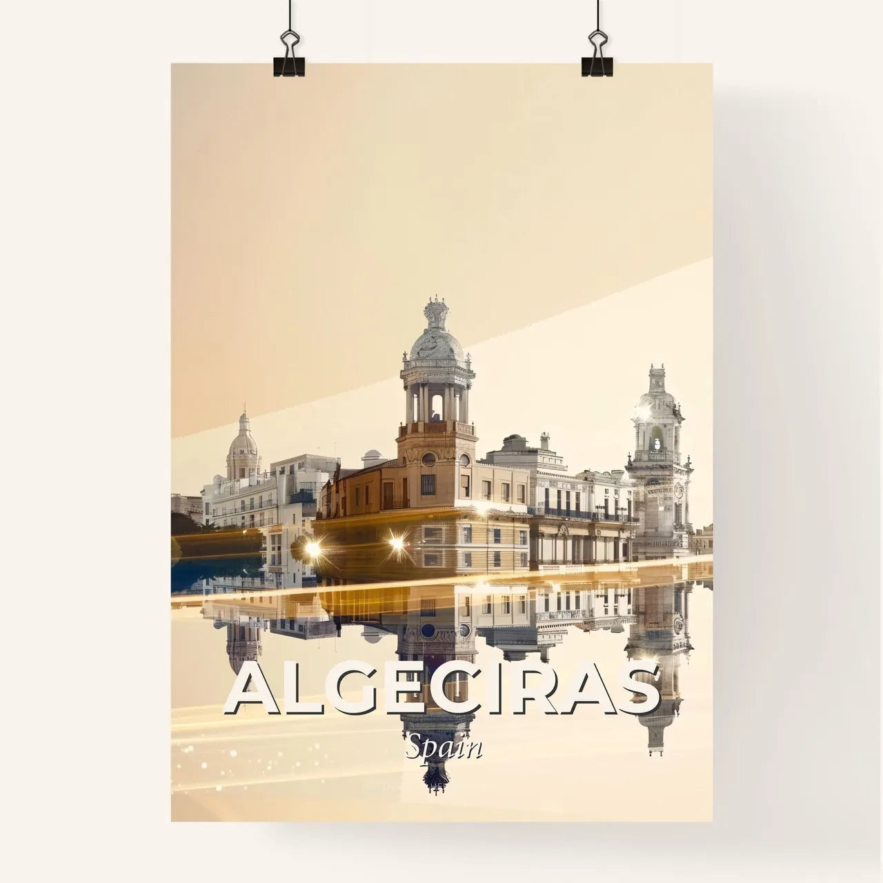 Algeciras, City Skyline Double Exposure Poster Art Poster