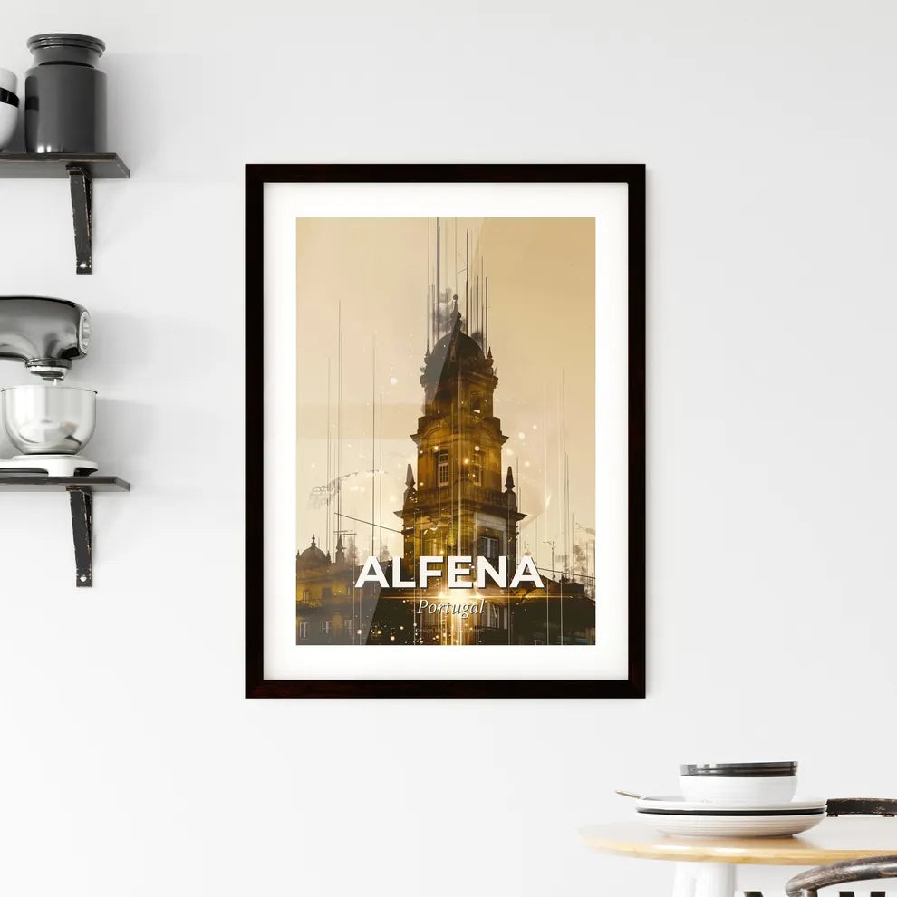 Alfena City Skyline Double Exposure Poster Art Framed Print