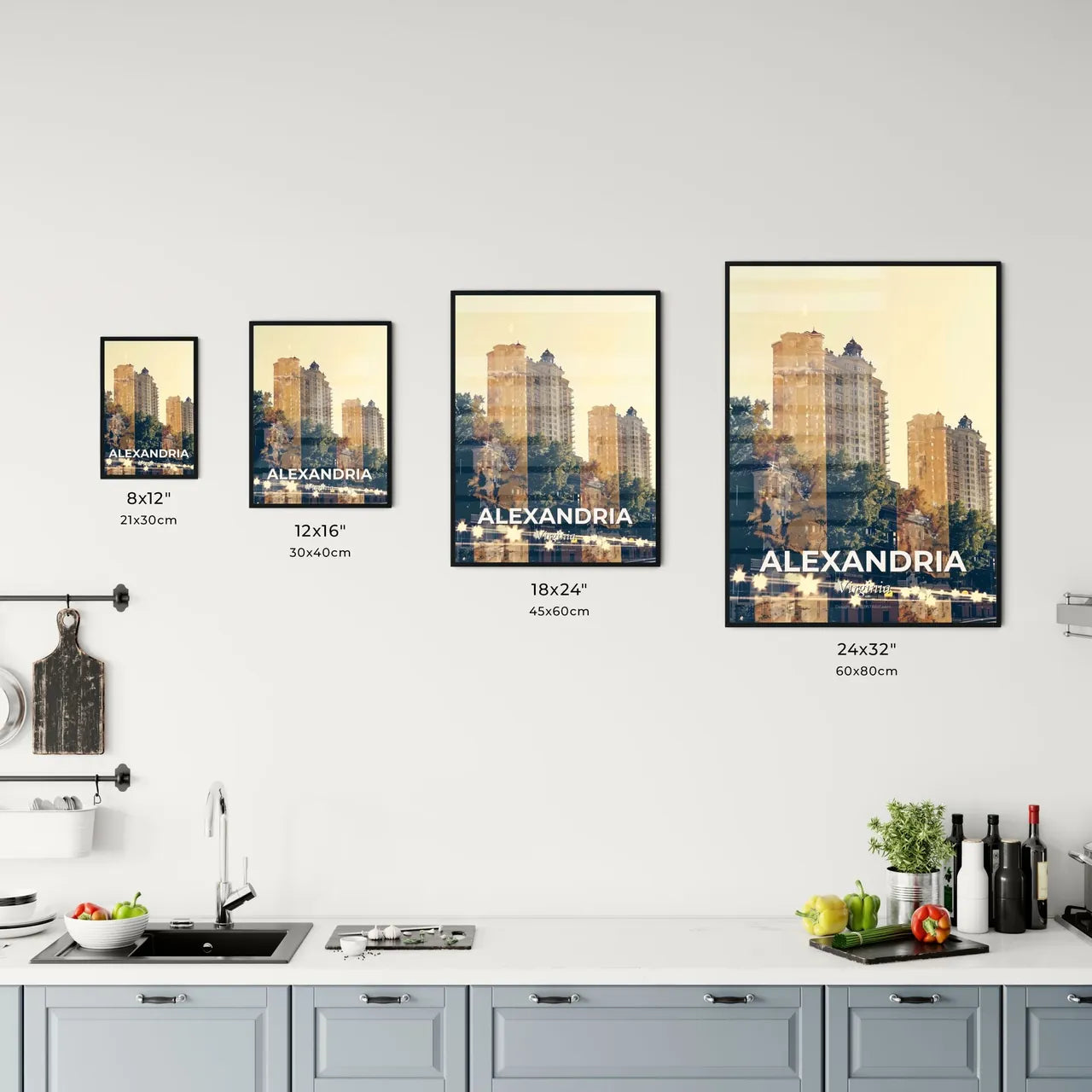 Alexandria: Vibrant City Skyline Double Exposure Art Office Art