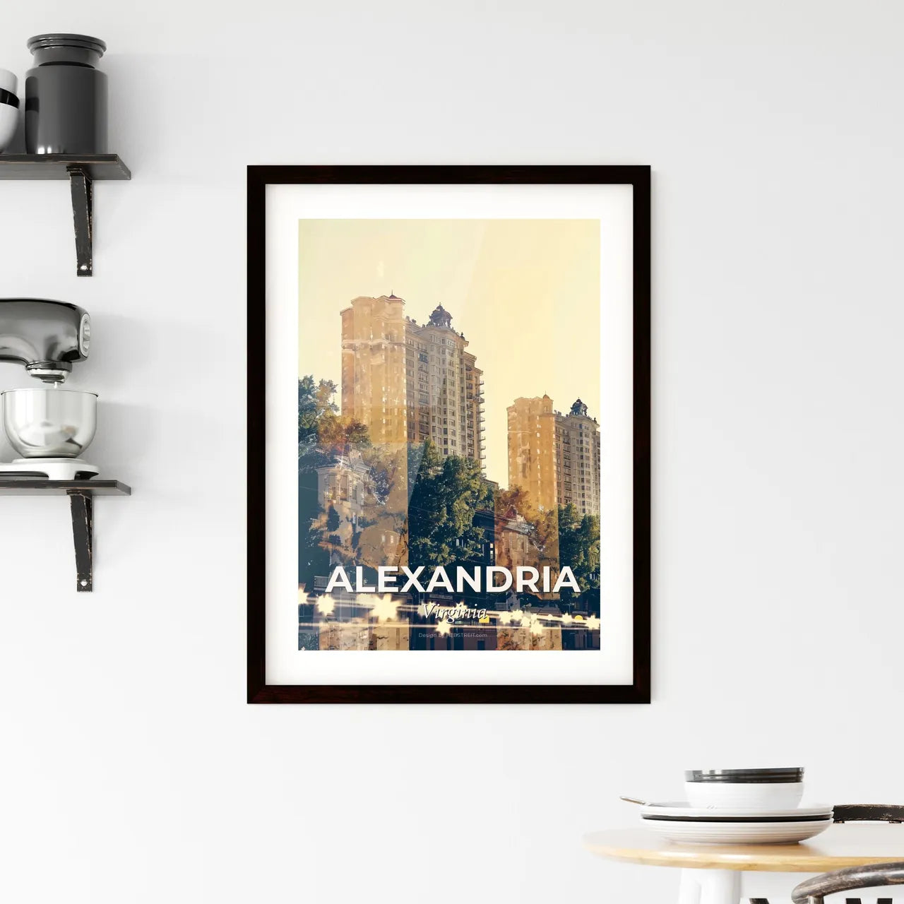 Alexandria: Vibrant City Skyline Double Exposure Art Framed Print