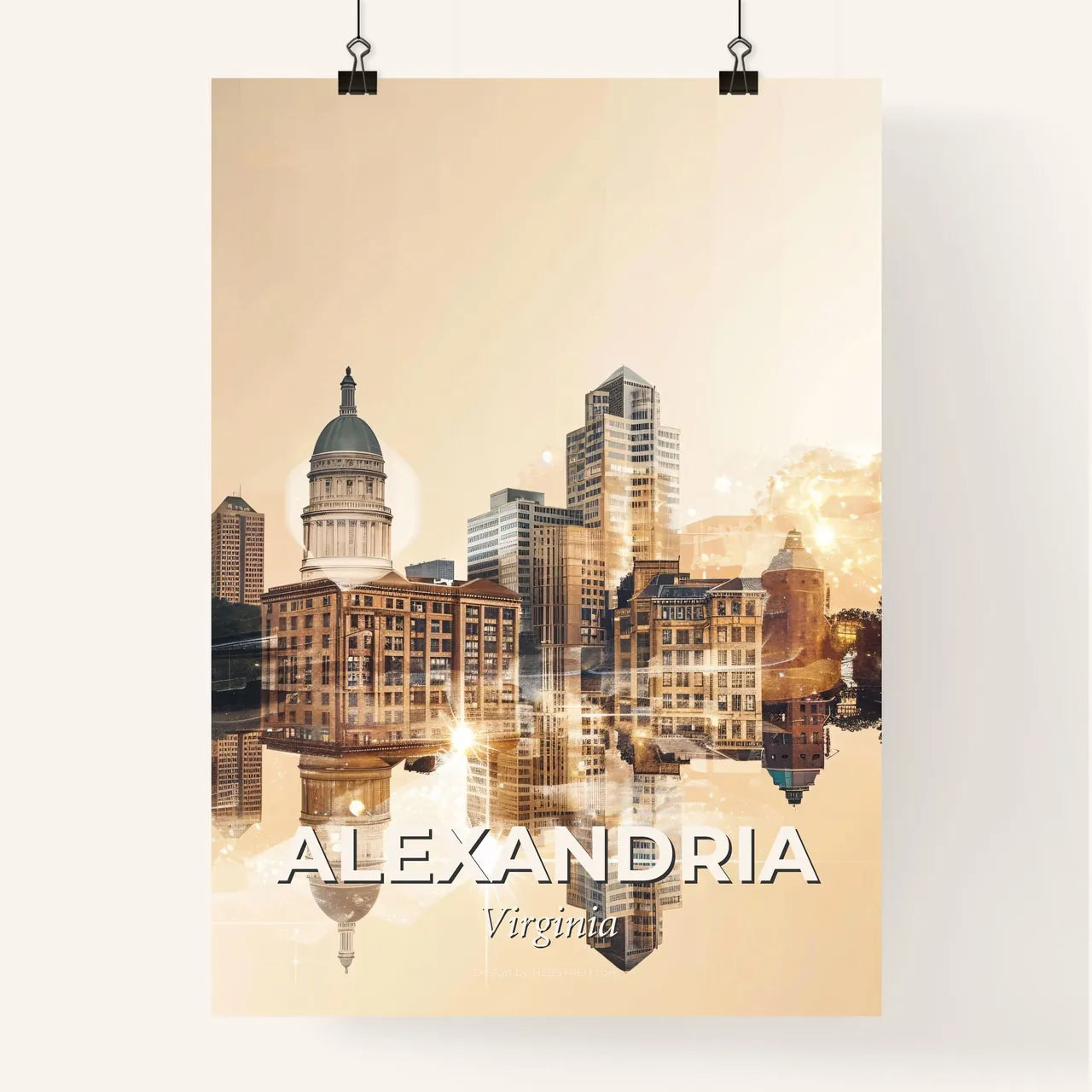 Alexandria Skyline Sparkles Double Exposure Poster