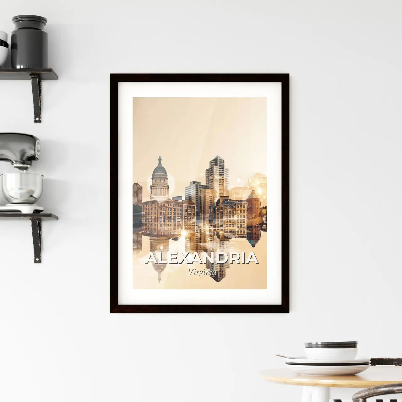 Alexandria Skyline Sparkles Double Exposure Framed Print