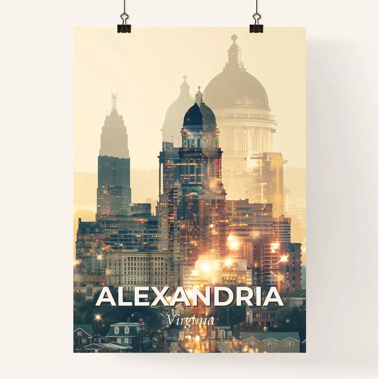 Alexandria City Sparkle Skyline Poster Poster