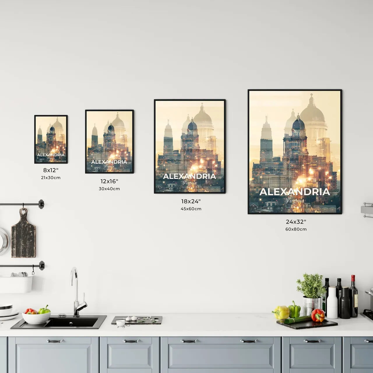 Alexandria City Sparkle Skyline Poster Office Art