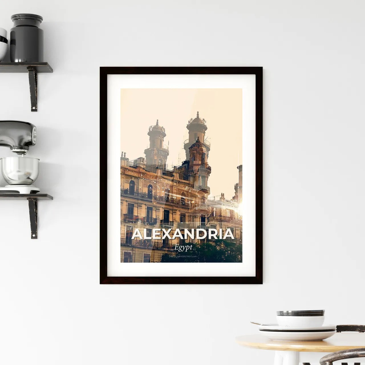 Alexandria Skyline Double Exposure Art Framed Print