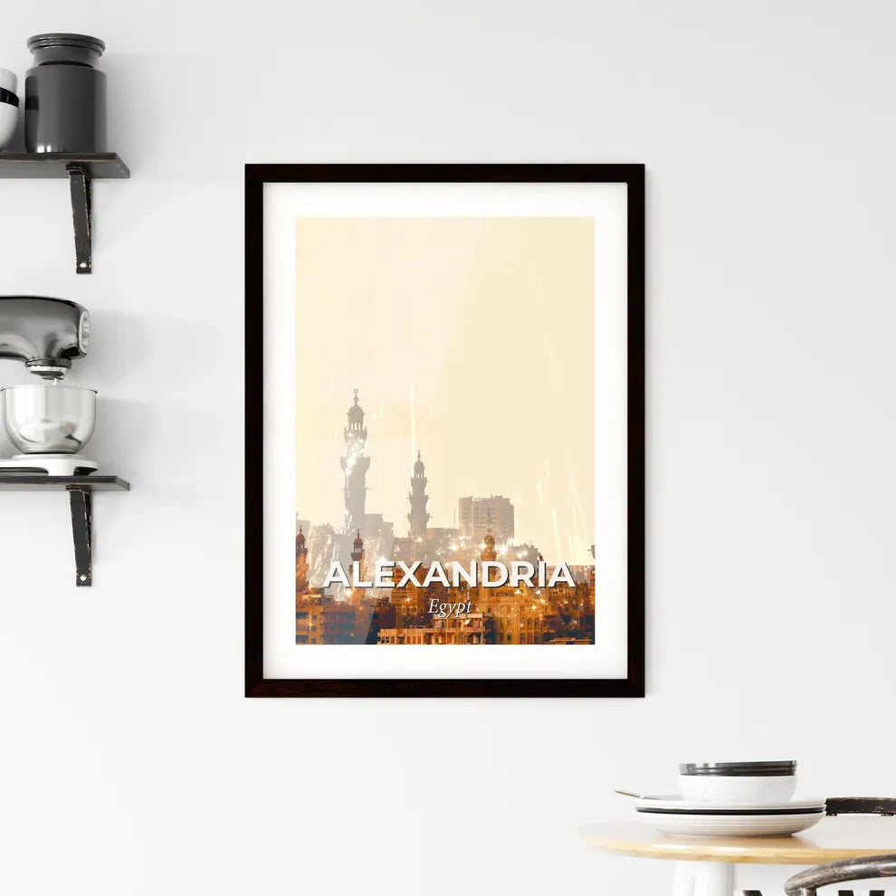 Alexandria Skyline Double Exposure Poster Art Framed Print