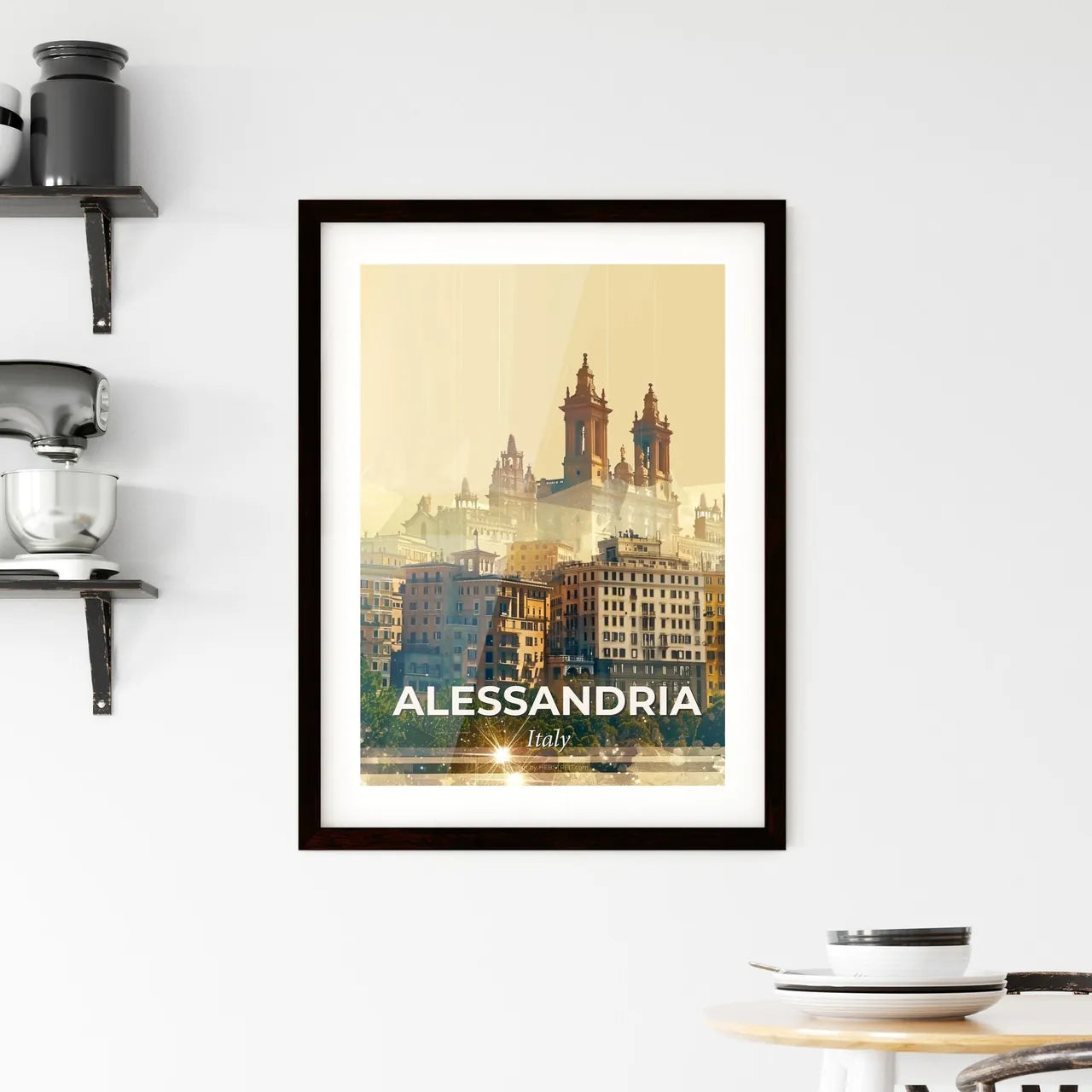 Alessandria Symphony: An Artistic Tapestry of City Icons Framed Print