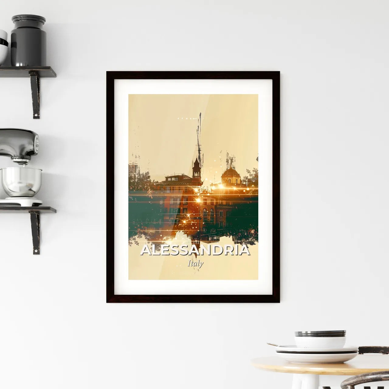 Alessandria City Skyline Art Poster Framed Print