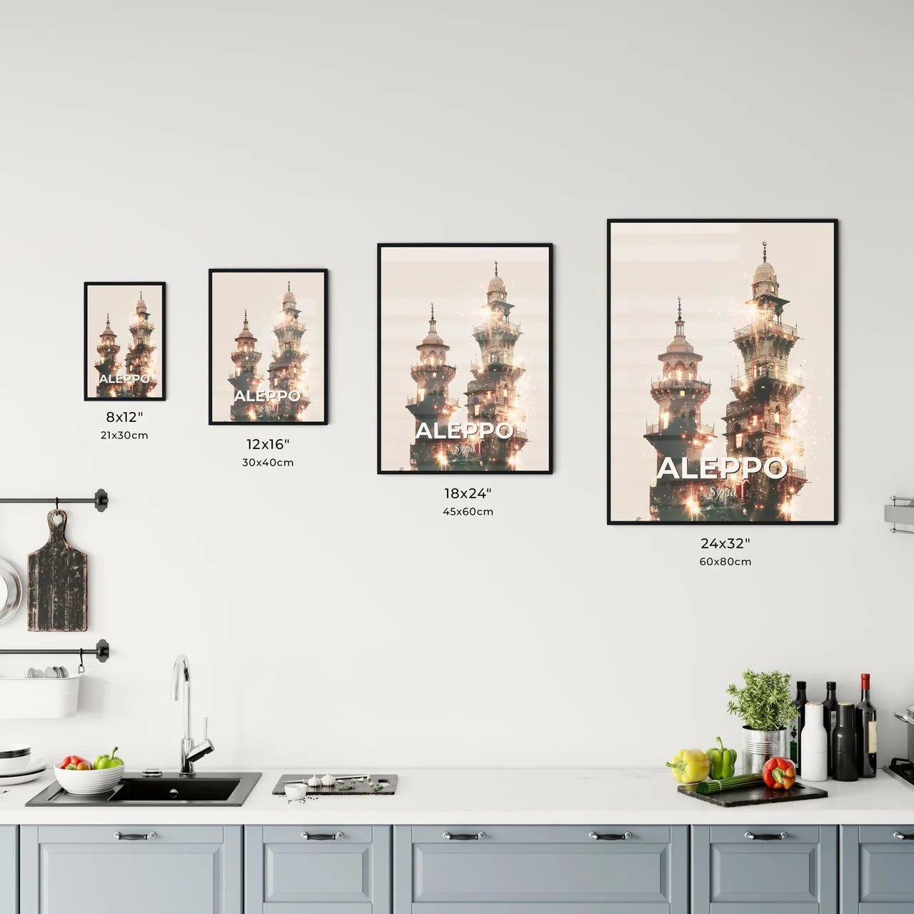 Aleppo Skyline Night Composite Modern Art Print Office Art