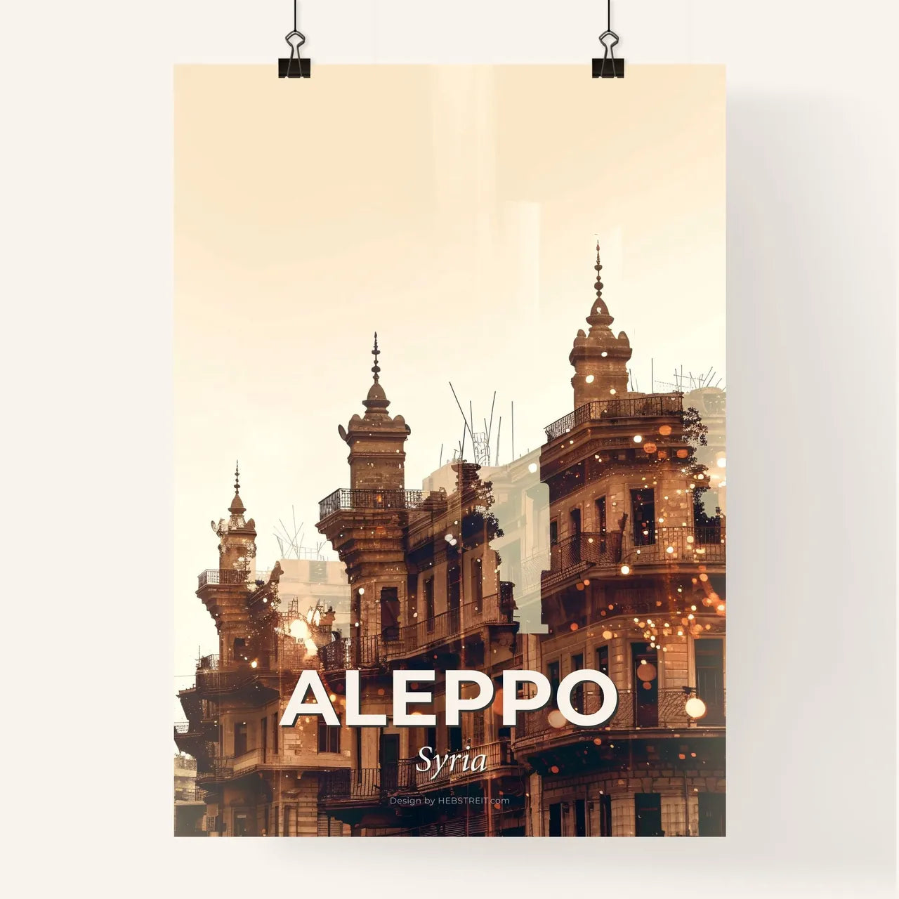 Aleppo Skyline Double Exposure Art Poster Poster