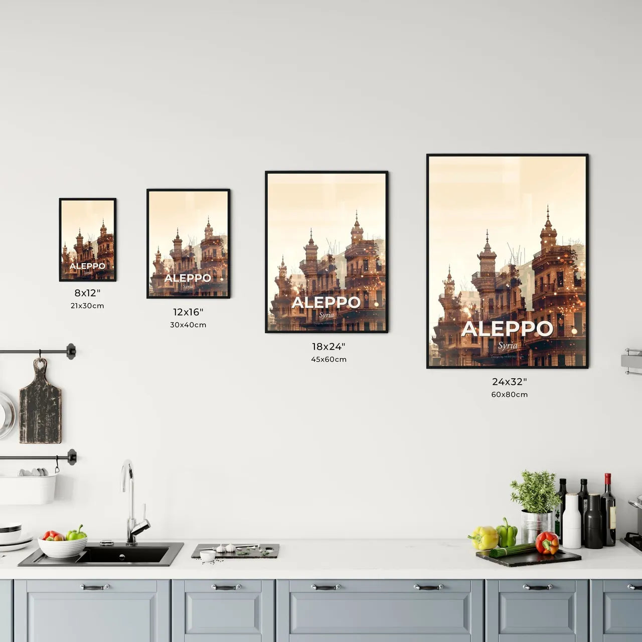 Aleppo Skyline Double Exposure Art Poster Office Art