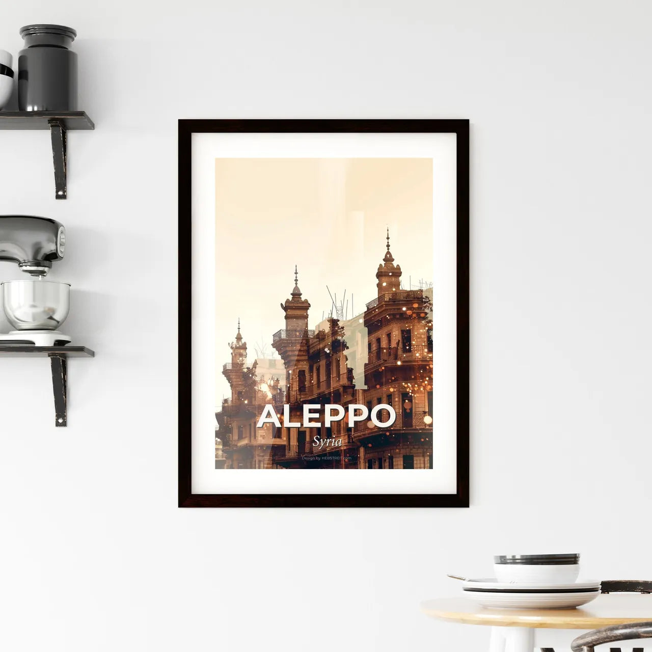Aleppo Skyline Double Exposure Art Poster Framed Print