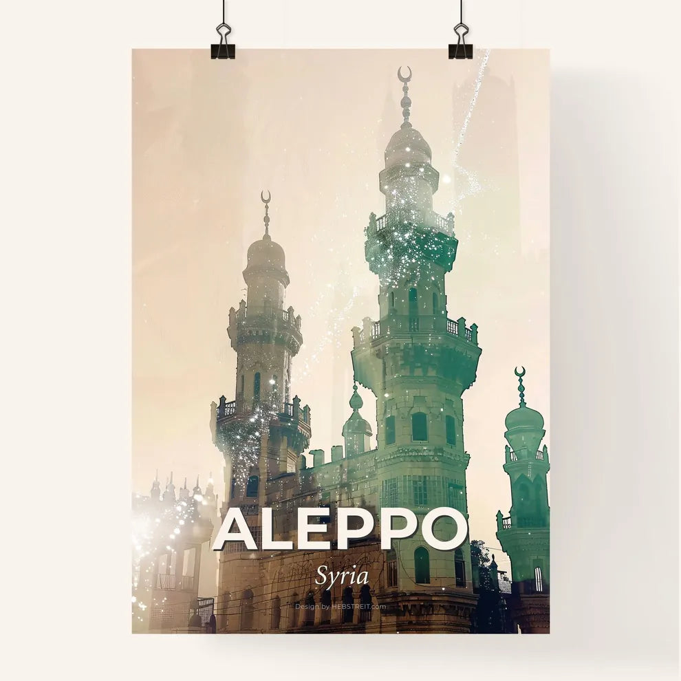 Aleppo Skyline Double Exposure Art Print Poster