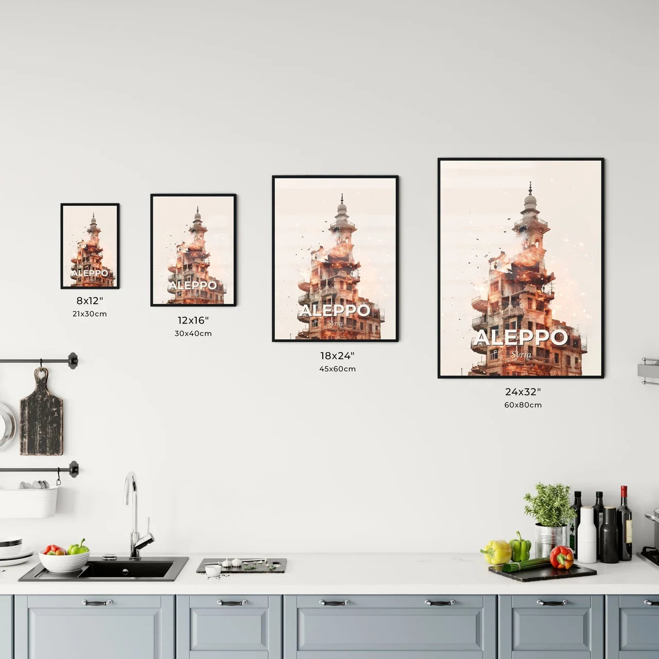 Aleppo City Skyline Double Exposure Art Office Art