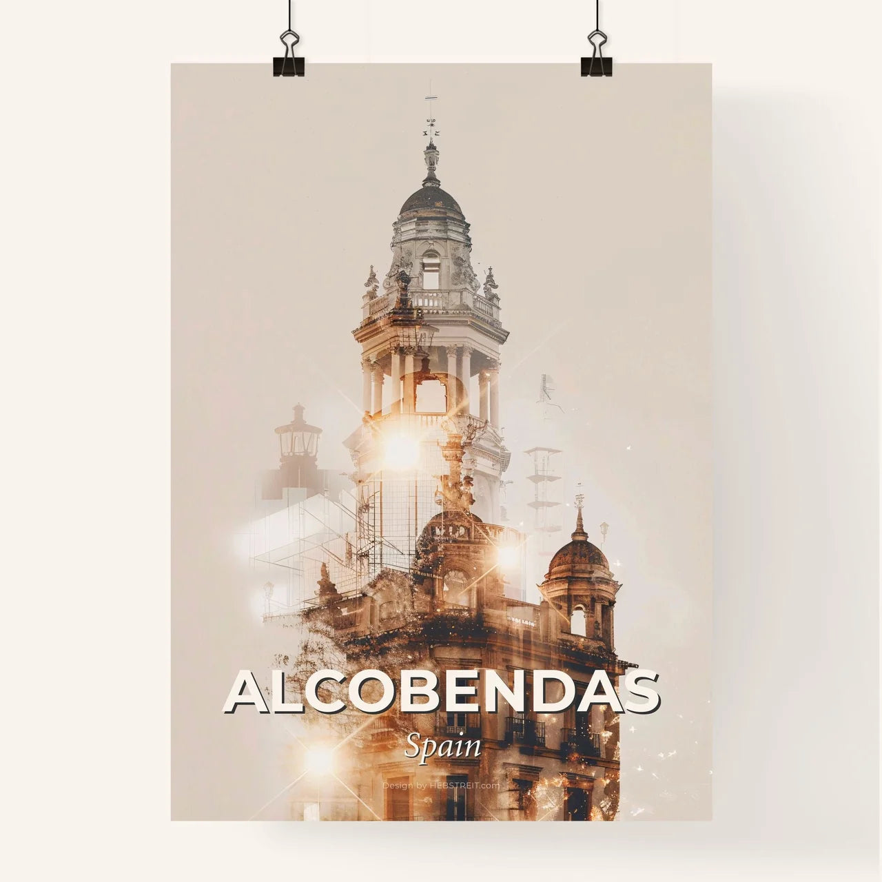 Alcobendas Skyline Iconic Architecture Sparkling Beige Poster