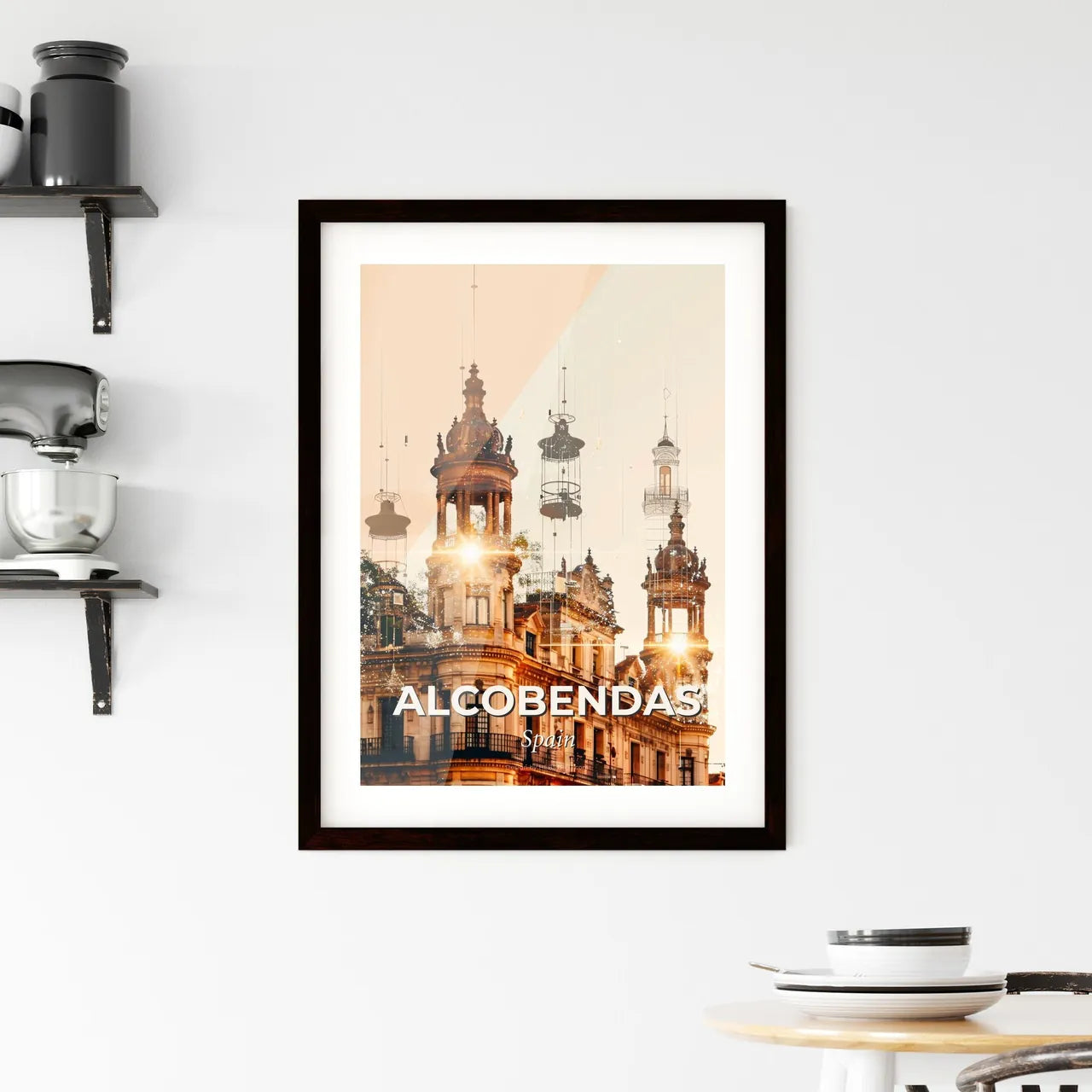 Alcobendas City Skyline Cheerful Beige Canvas Framed Print