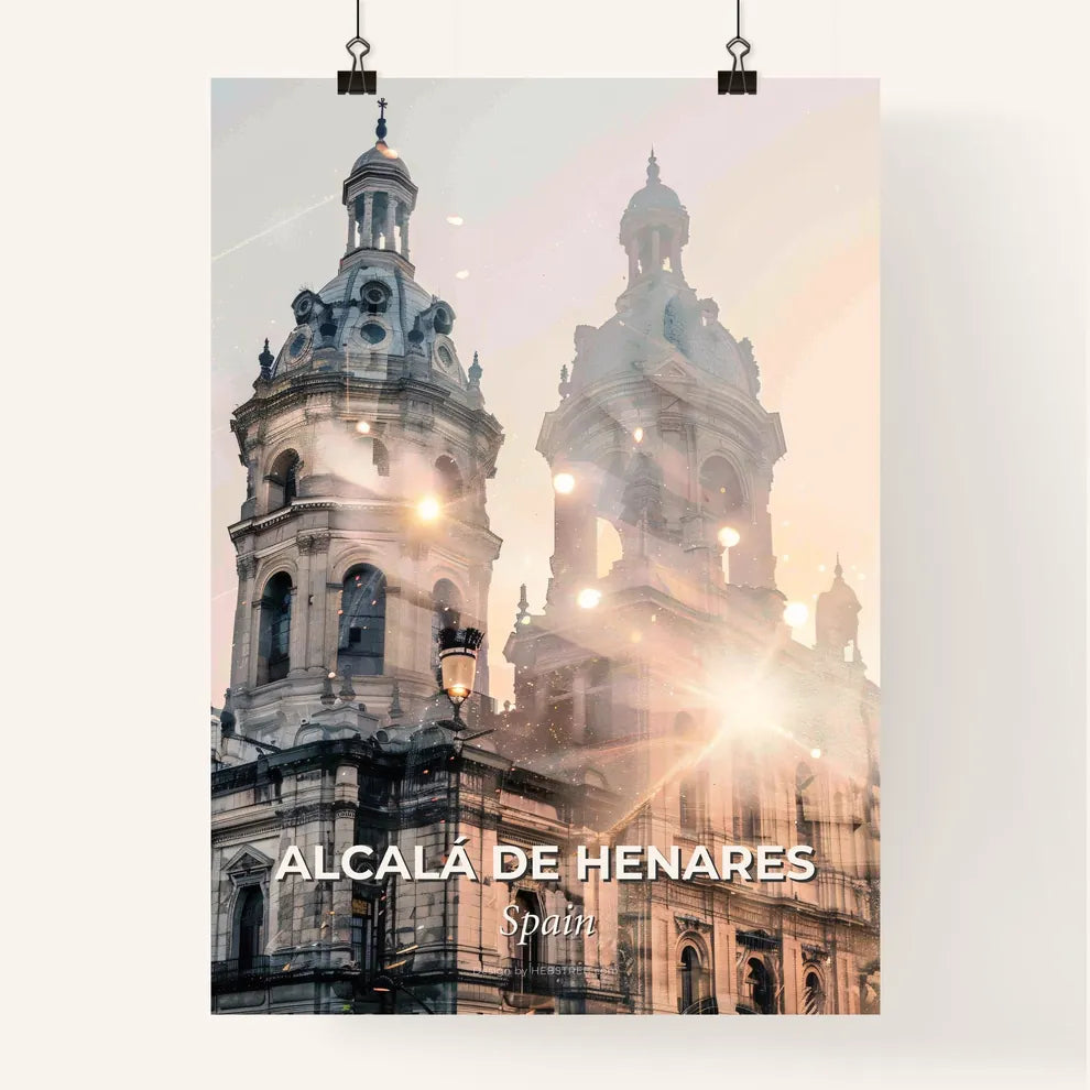 Alcalá de Henares: Skyline Sparkles on Beige Poster