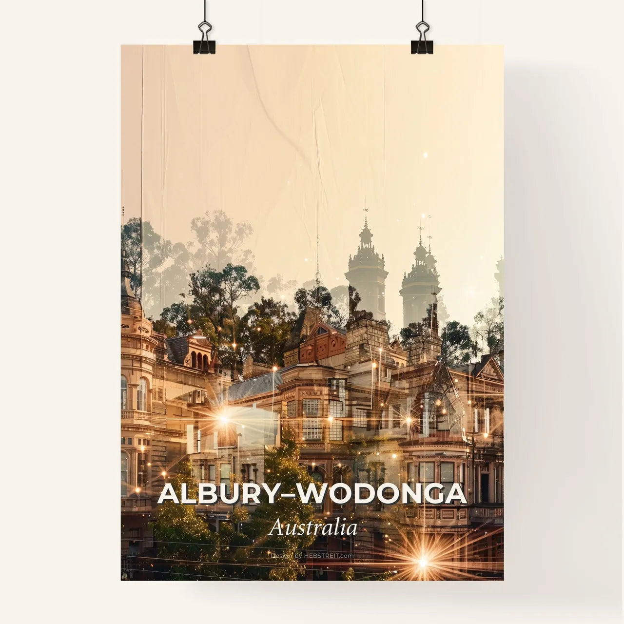 Albury Wodonga Double Exposure Art Skyline Poster