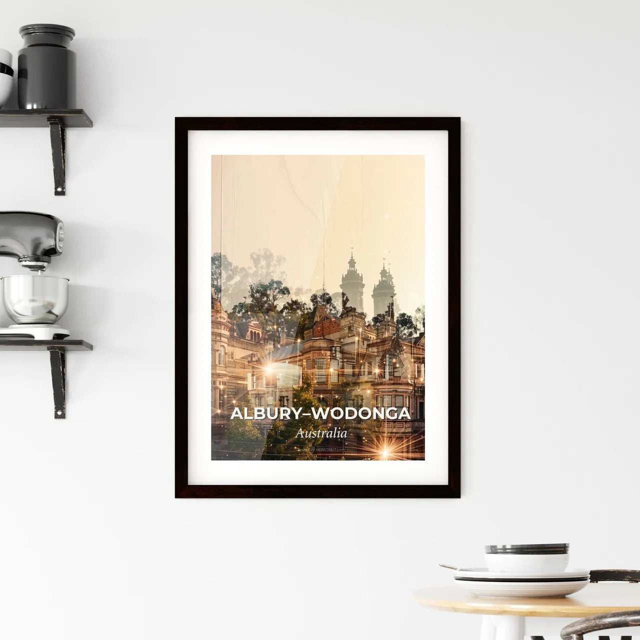 Albury Wodonga Double Exposure Art Skyline Framed Print