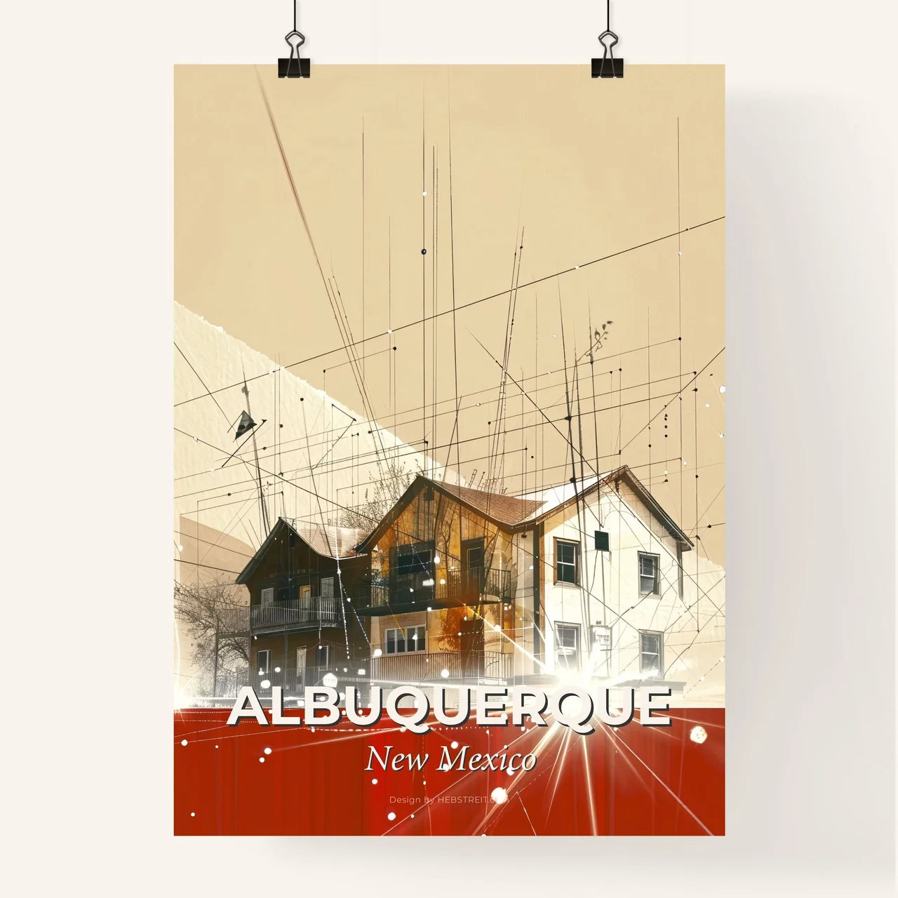 Albuquerque Skyline: Double Exposure City Icons Poster