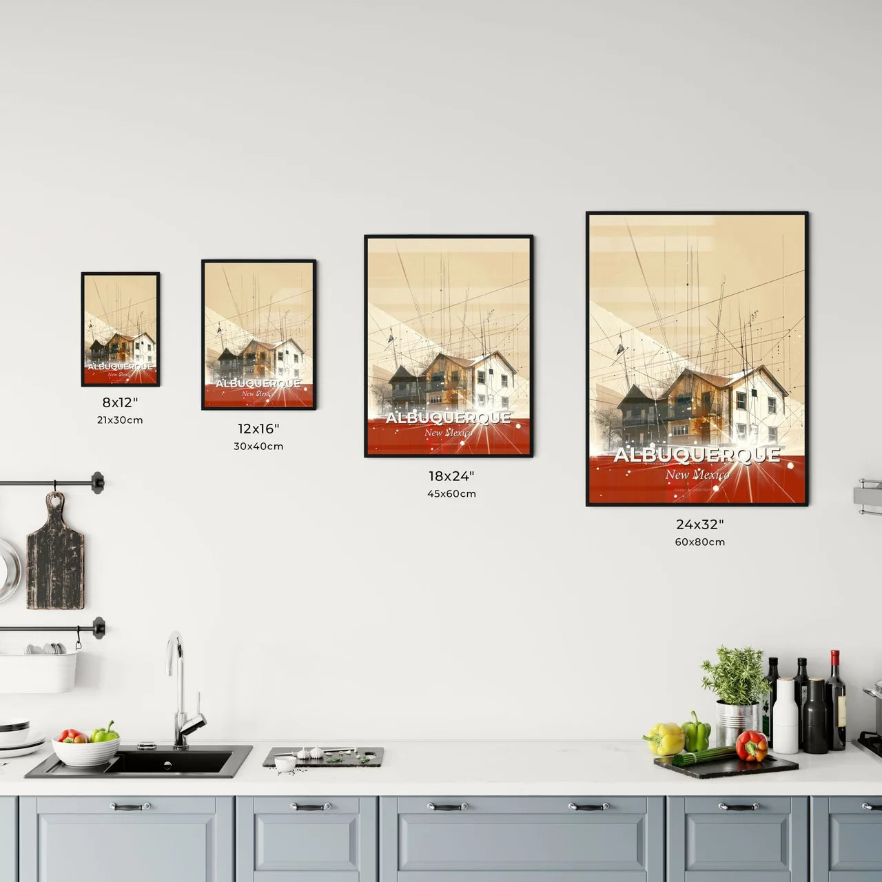 Albuquerque Skyline: Double Exposure City Icons Office Art